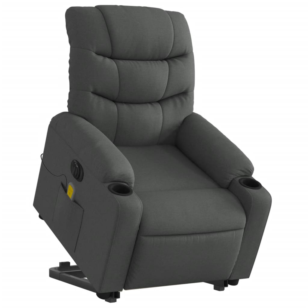 Fauteuil inclinable de massage électrique Gris foncé Tissu