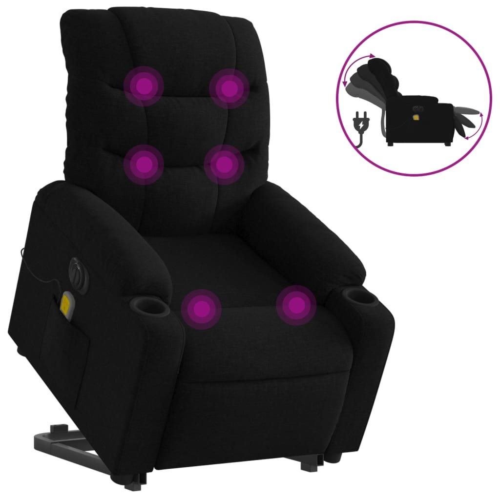 Fauteuil inclinable de massage électrique Noir Tissu - XIOS