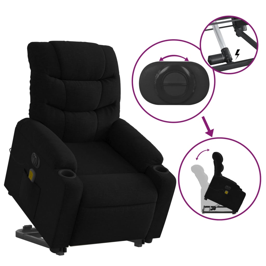 Fauteuil inclinable de massage électrique Noir Tissu - XIOS
