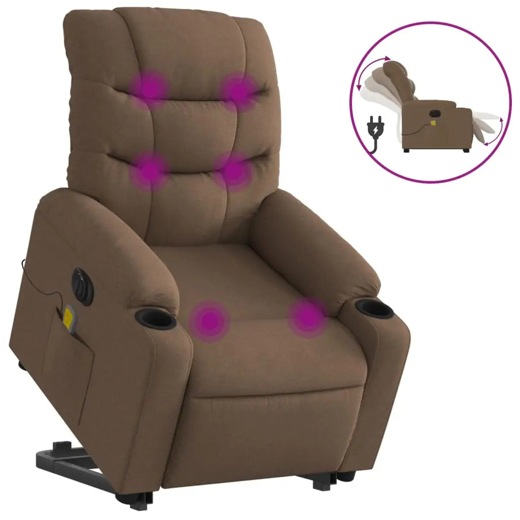 Fauteuil inclinable de massage électrique Marron Tissu - XIOS
