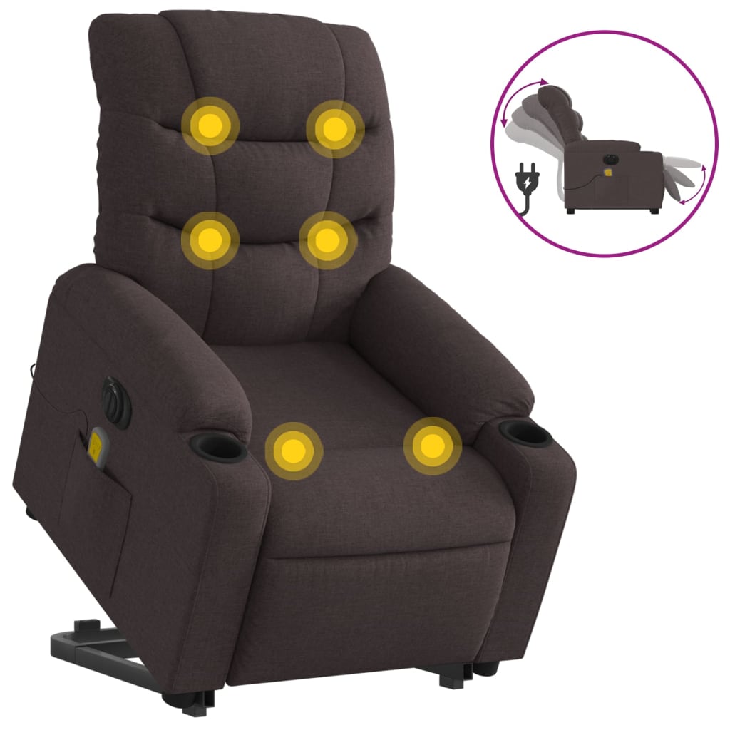 Fauteuil inclinable de massage électrique Marron foncé Tissu - XIOS