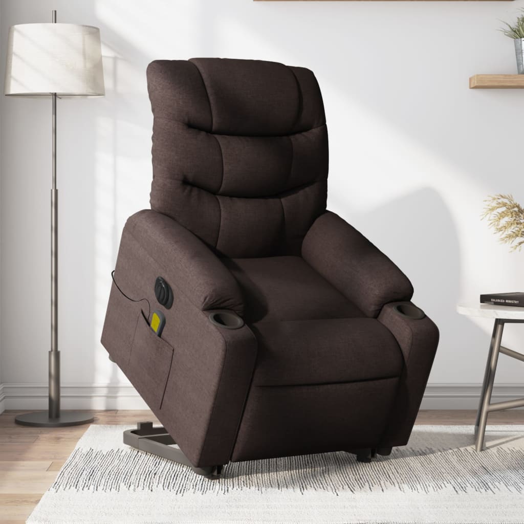 Fauteuil inclinable de massage électrique Marron foncé Tissu - XIOS