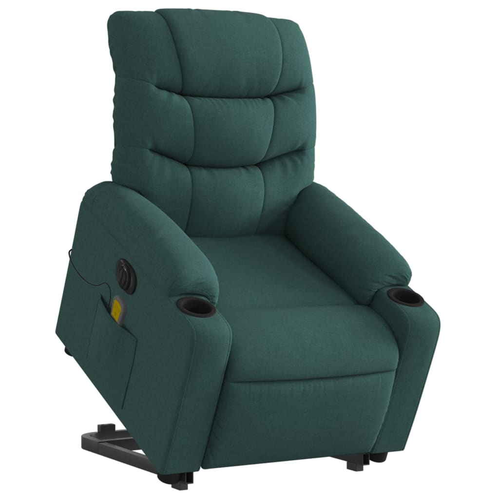 Fauteuil inclinable de massage électrique Vert foncé Tissu