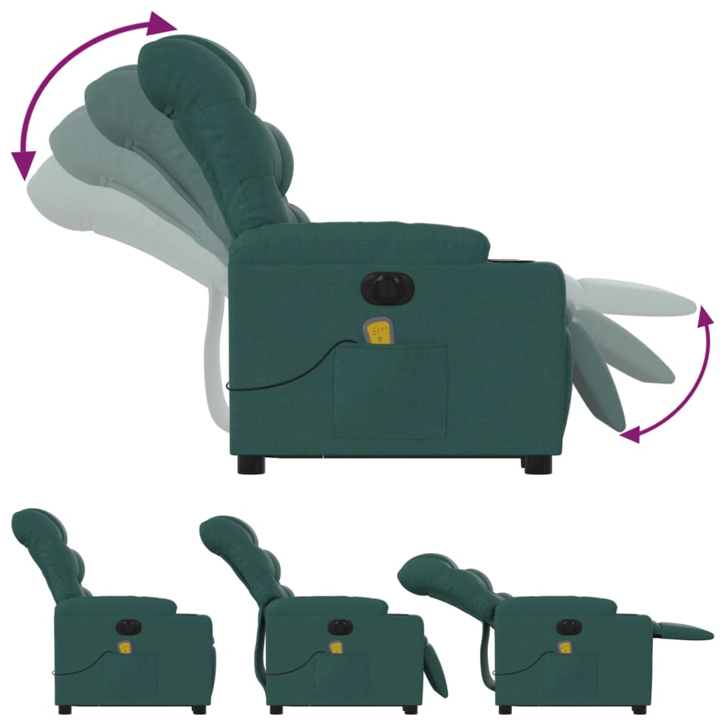 Fauteuil inclinable de massage électrique Vert foncé Tissu - XIOS