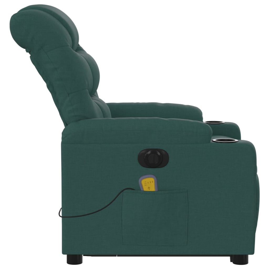 Fauteuil inclinable de massage électrique Vert foncé Tissu