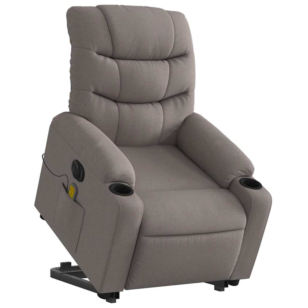 Fauteuil inclinable de massage électrique Taupe Tissu