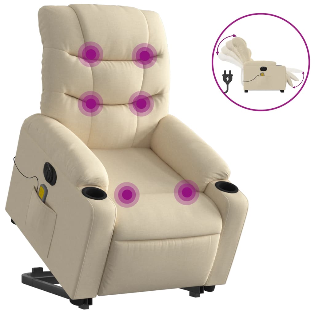 Fauteuil inclinable de massage électrique Crème Tissu - XIOS