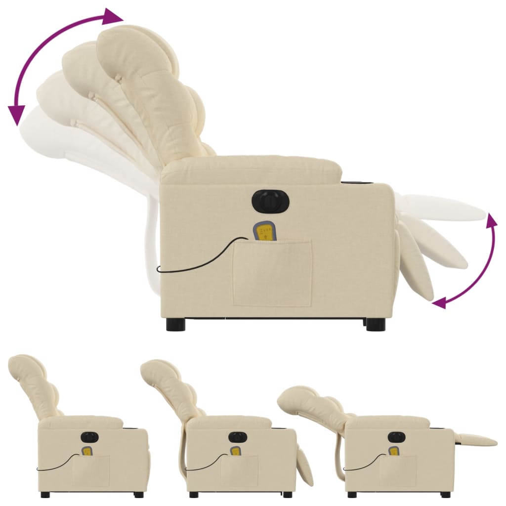 Fauteuil inclinable de massage électrique Crème Tissu - XIOS