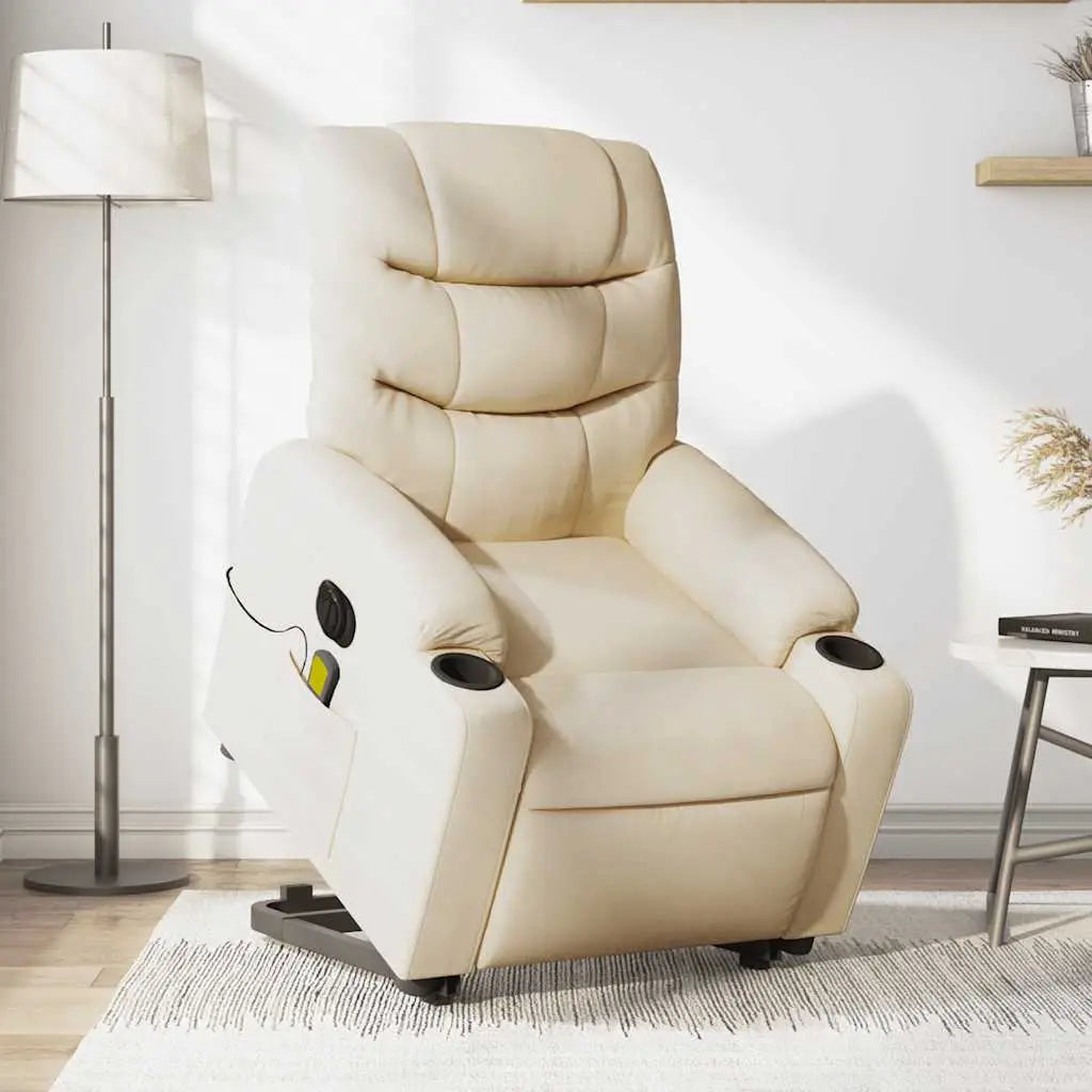 Fauteuil inclinable de massage électrique Crème Tissu - XIOS