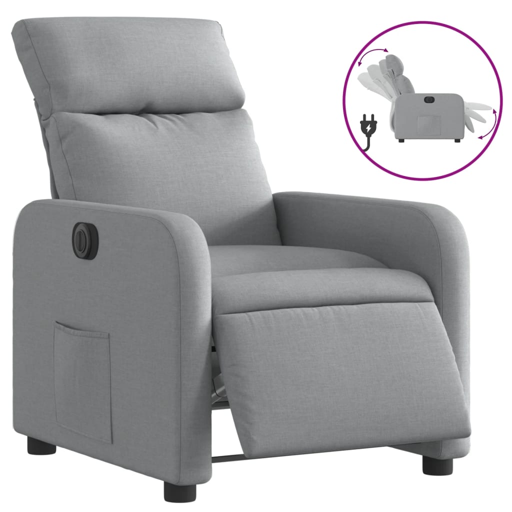 Fauteuil inclinable électrique Gris clair Tissu - XIOS
