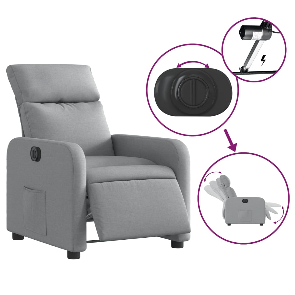 Fauteuil inclinable électrique Gris clair Tissu - XIOS