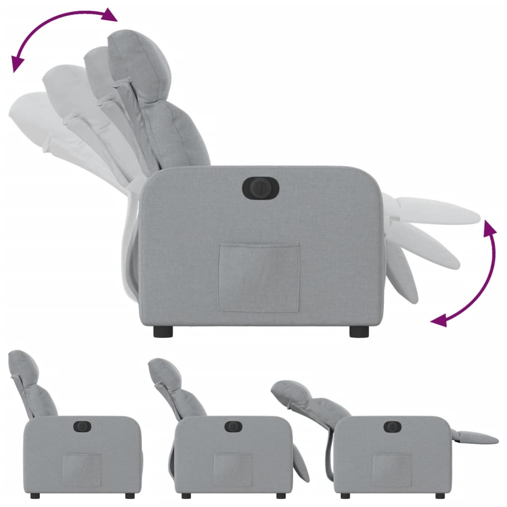 Fauteuil inclinable électrique Gris clair Tissu - XIOS