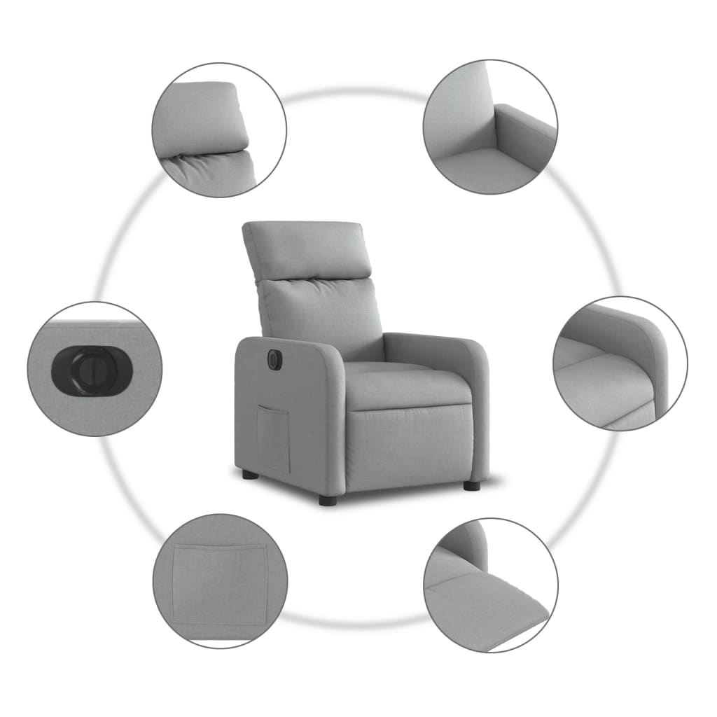 Fauteuil inclinable électrique Gris clair Tissu - XIOS