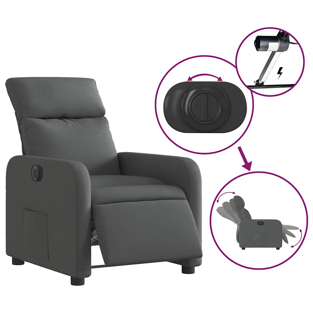 Fauteuil inclinable électrique Gris foncé Tissu - XIOS
