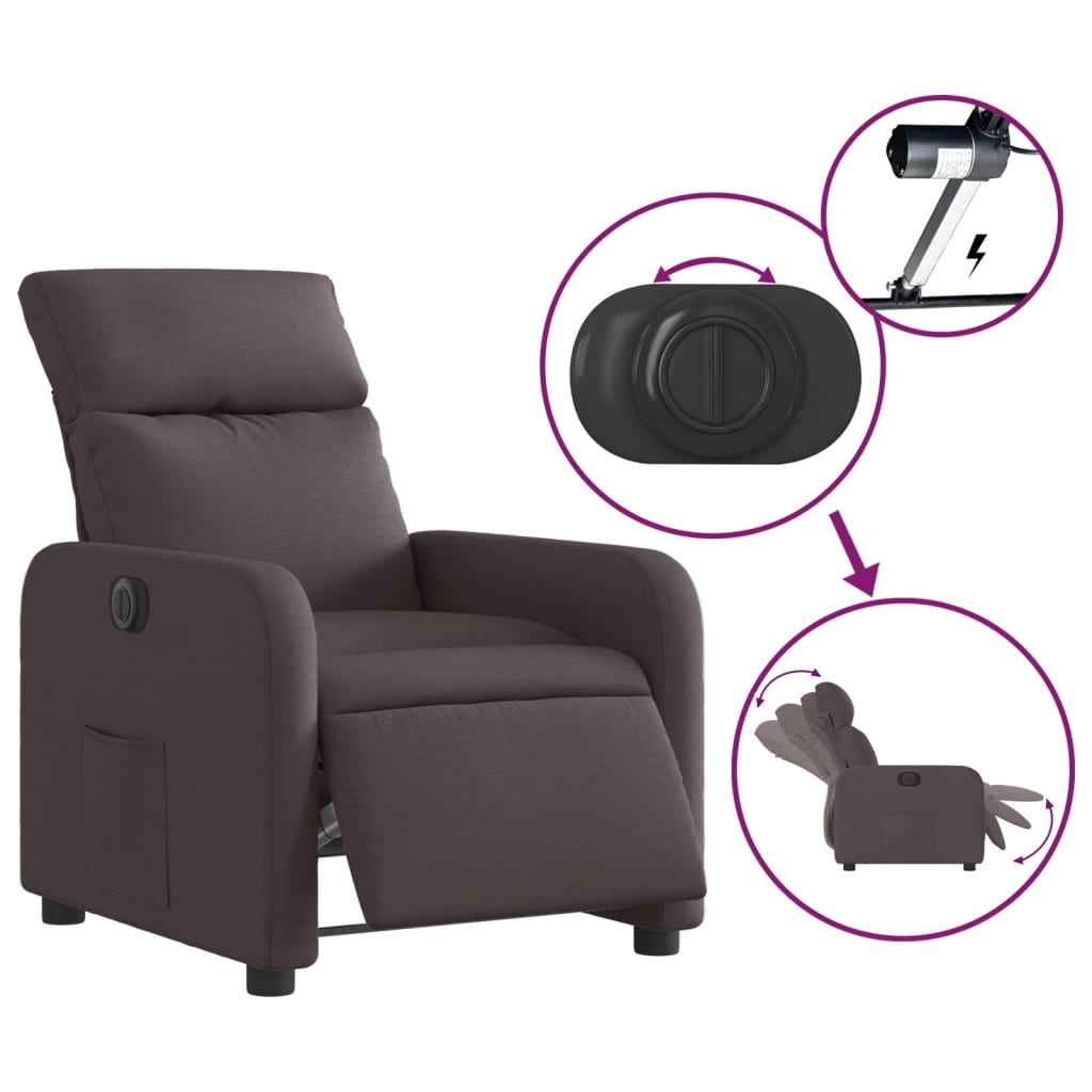 Fauteuil inclinable électrique Marron foncé Tissu - XIOS