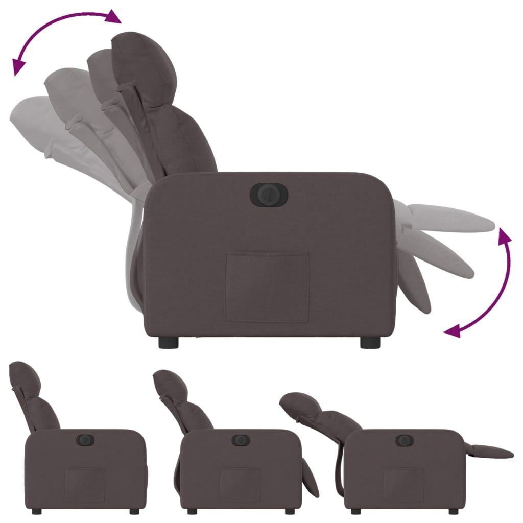 Fauteuil inclinable électrique Marron foncé Tissu - XIOS