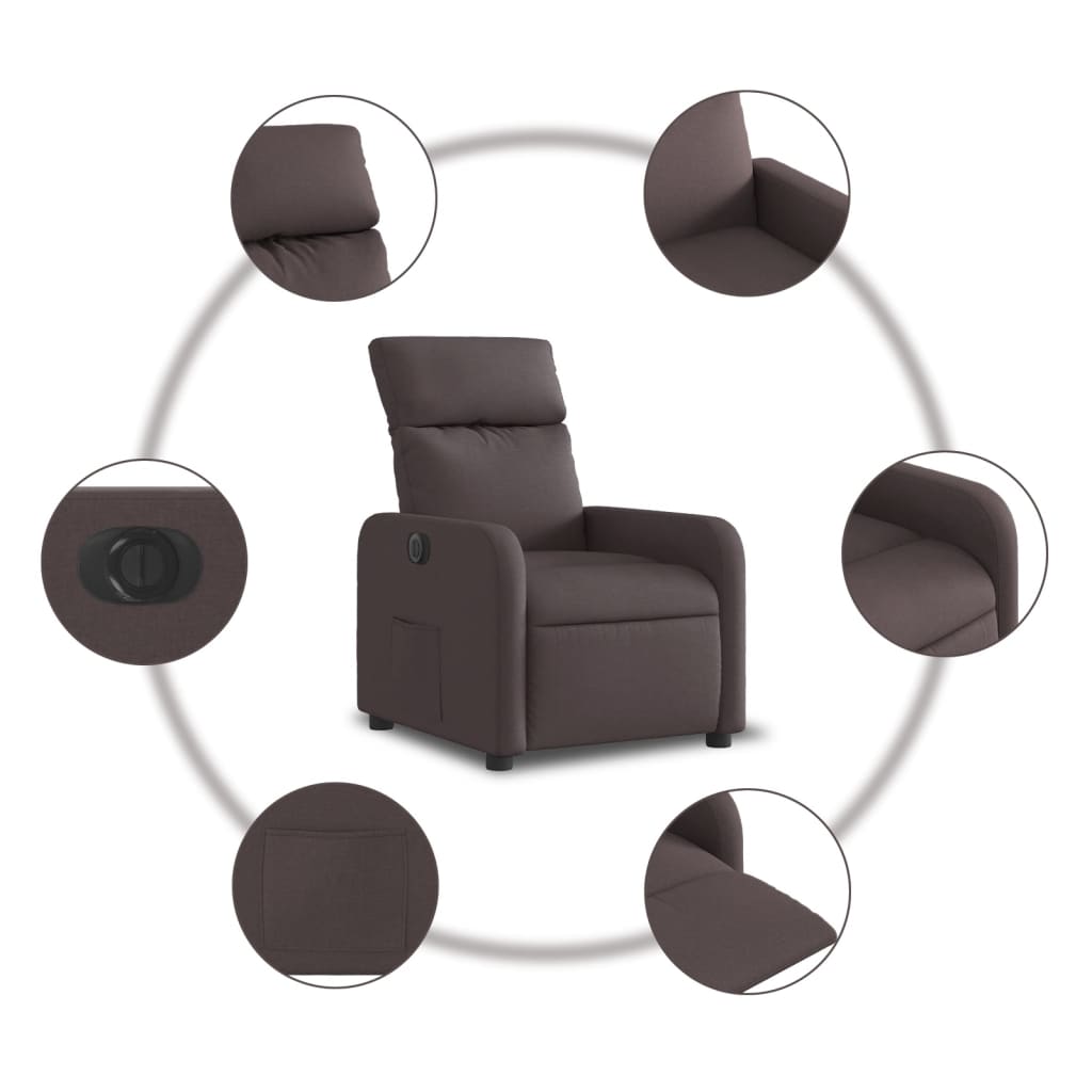 Fauteuil inclinable électrique Marron foncé Tissu - XIOS