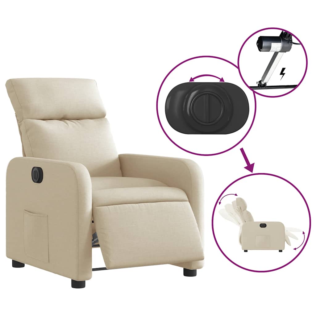 Fauteuil inclinable électrique Crème Tissu - XIOS