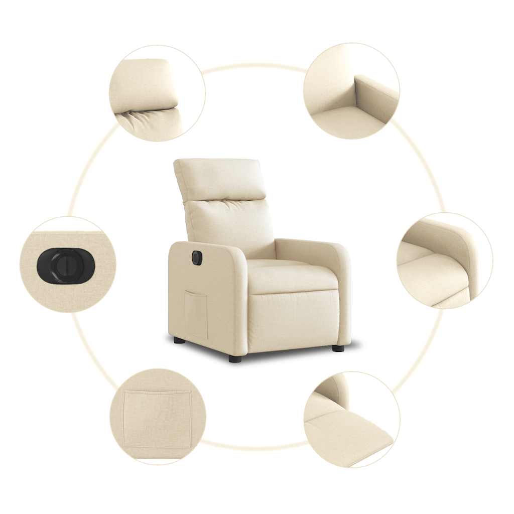Fauteuil inclinable électrique Crème Tissu - XIOS
