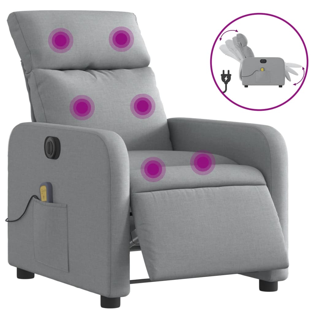 Fauteuil de massage inclinable électrique gris clair tissu - XIOS