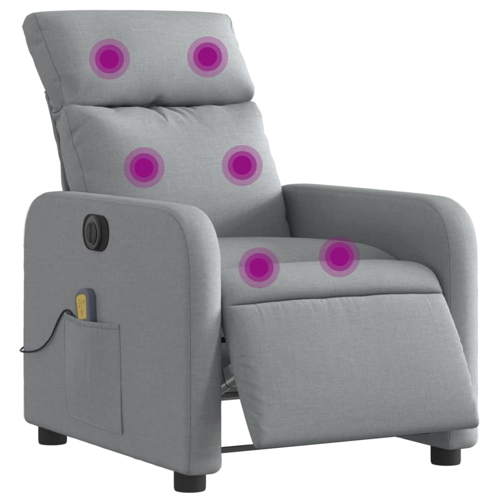 Fauteuil de massage inclinable électrique gris clair tissu - XIOS