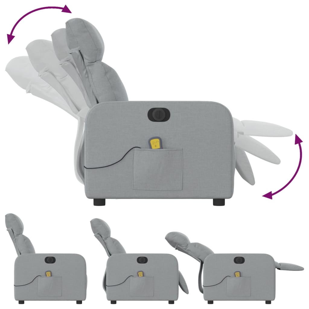 Fauteuil de massage inclinable électrique gris clair tissu - XIOS