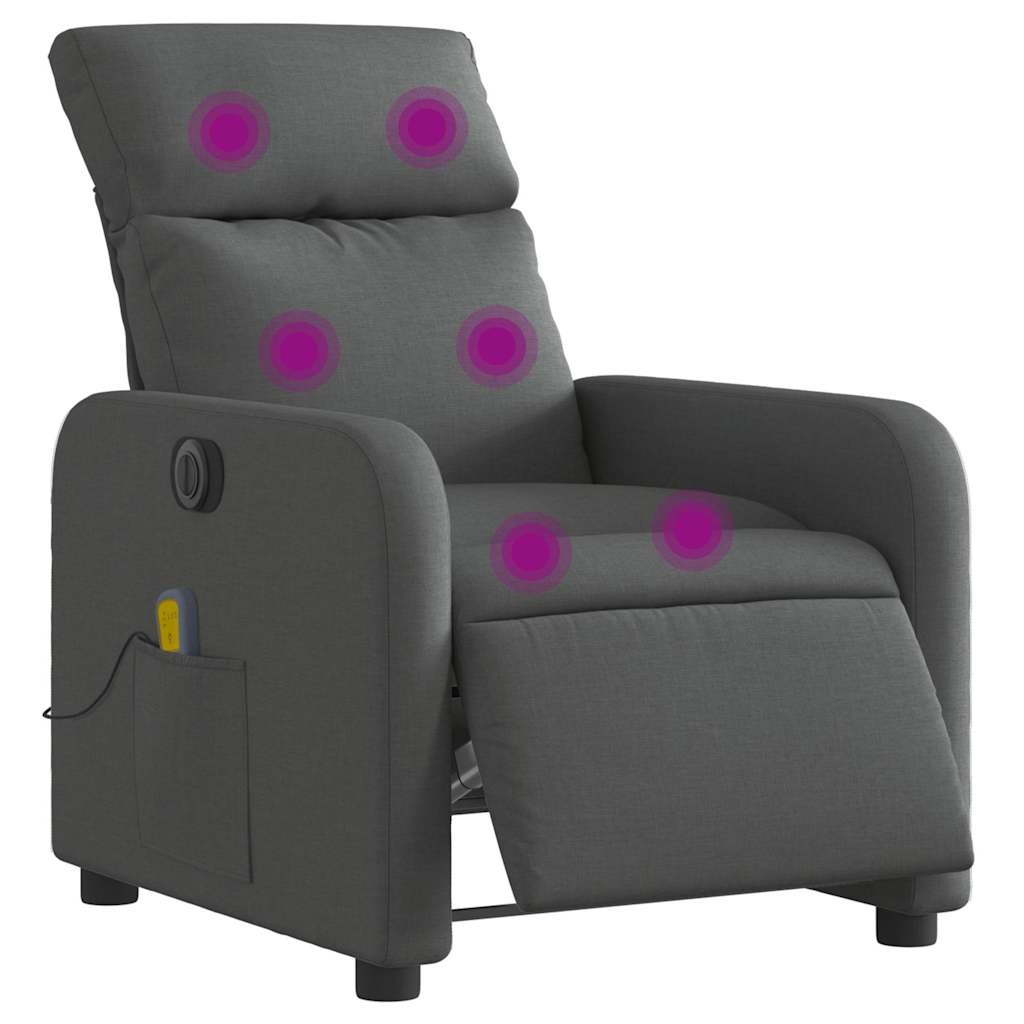 Fauteuil inclinable de massage électrique gris foncé tissu - XIOS
