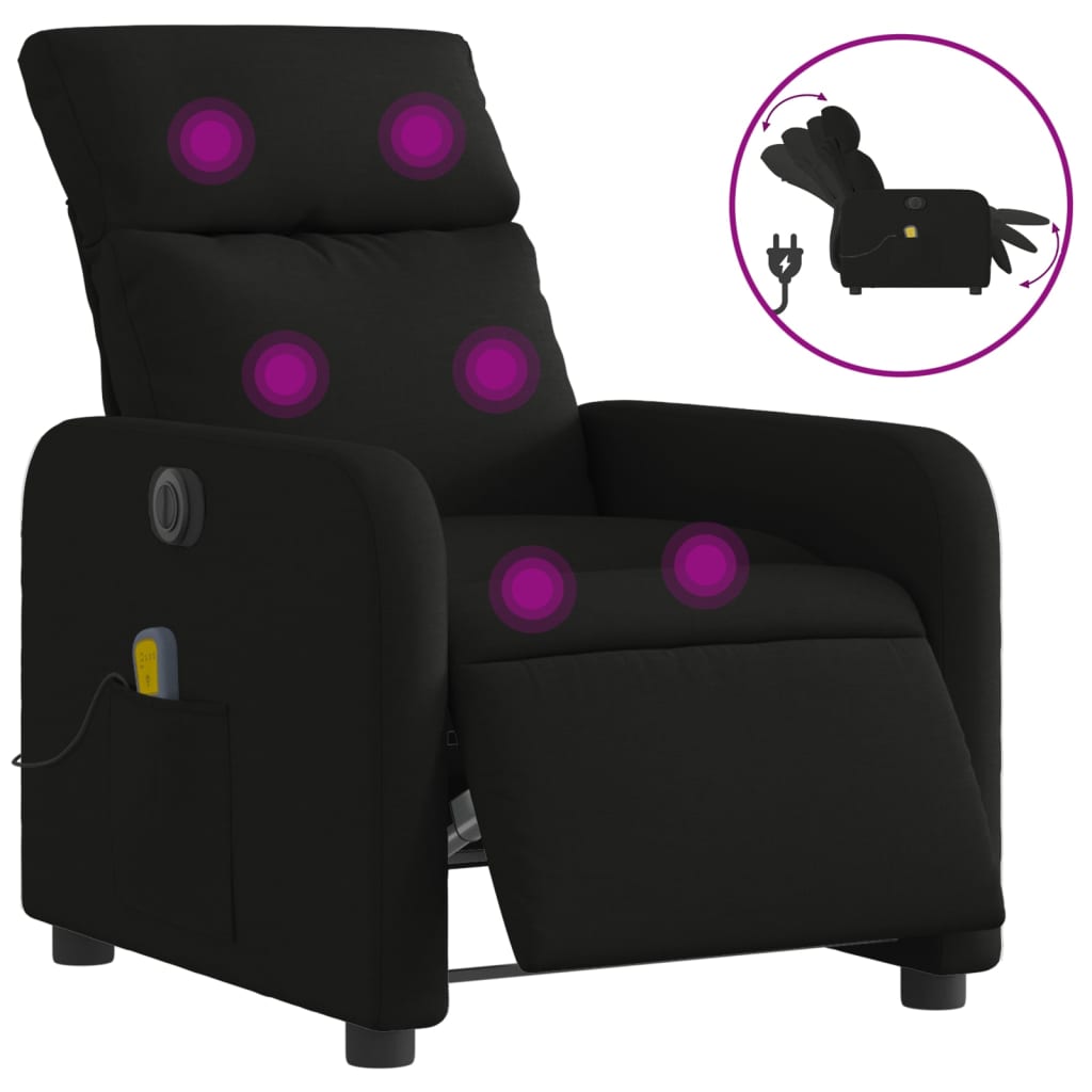 Fauteuil de massage inclinable électrique Noir Tissu - XIOS