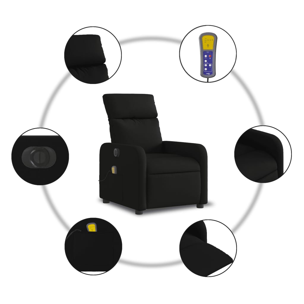 Fauteuil de massage inclinable électrique Noir Tissu - XIOS
