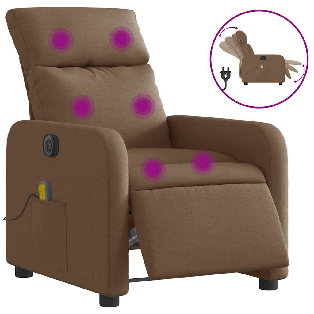 Fauteuil inclinable de massage électrique marron tissu - XIOS