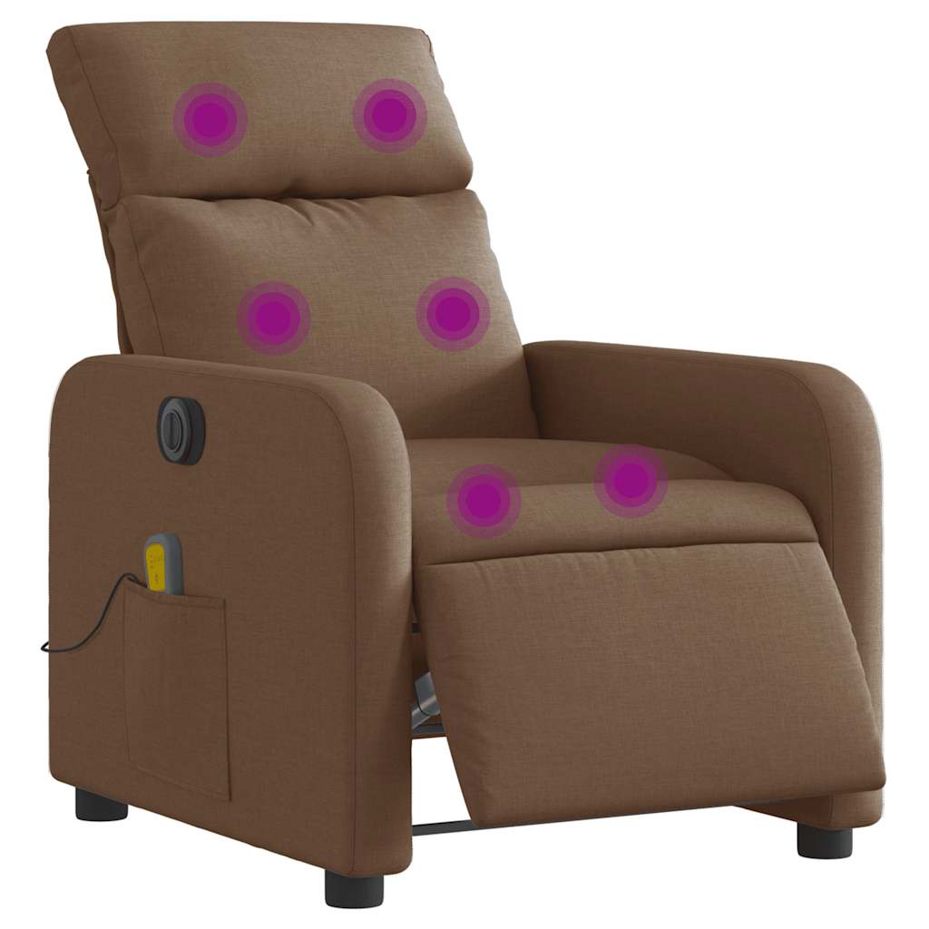 Fauteuil inclinable de massage électrique marron tissu - XIOS