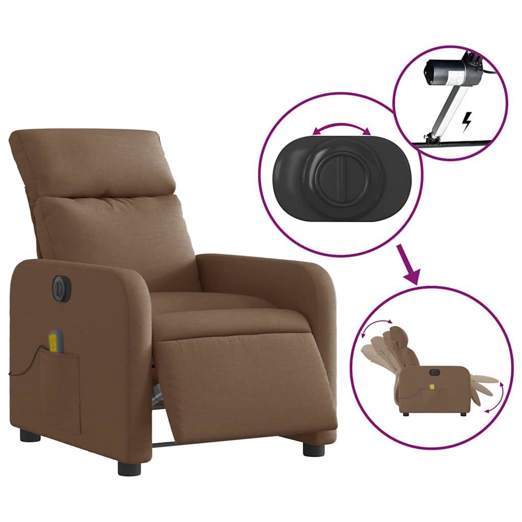 Fauteuil inclinable de massage électrique marron tissu - XIOS