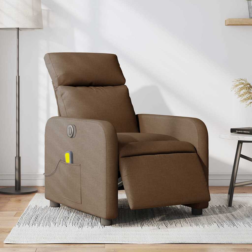 Fauteuil inclinable de massage électrique marron tissu - XIOS