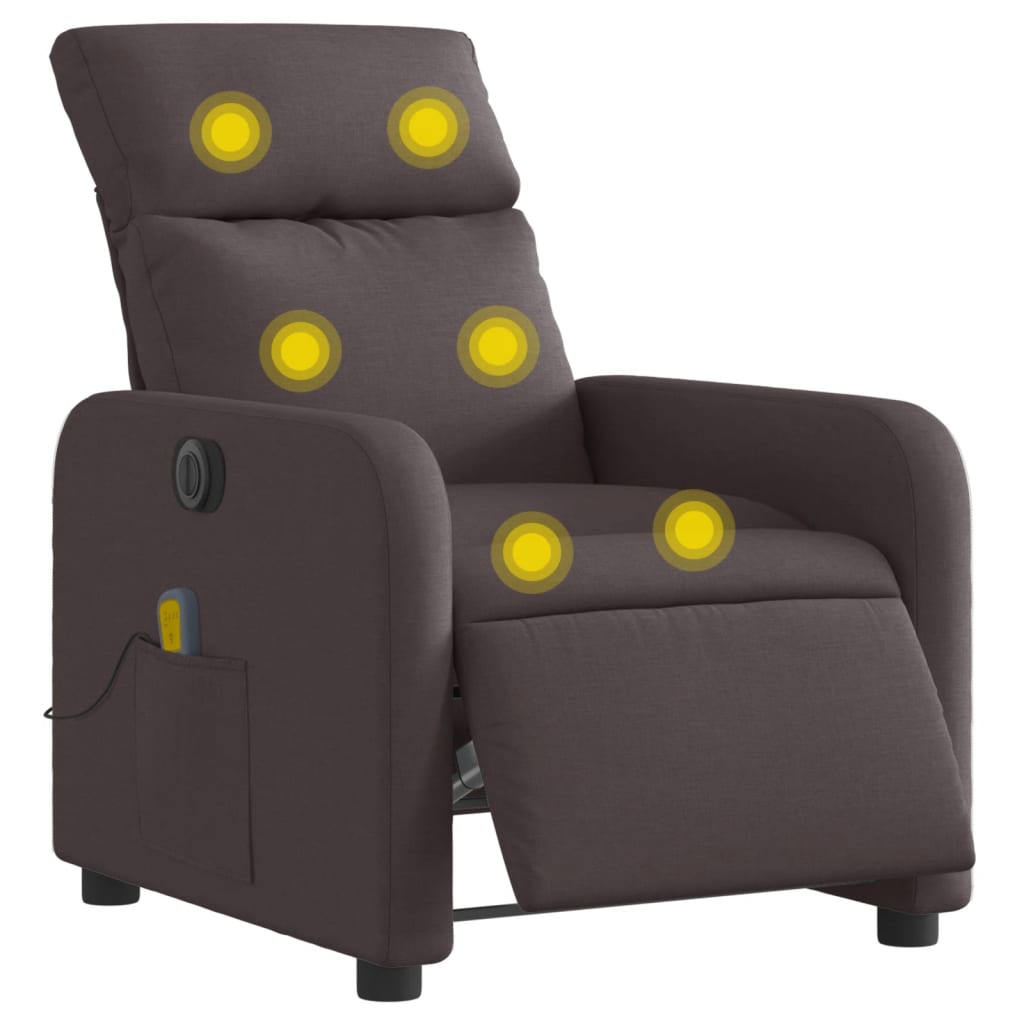 Fauteuil de massage inclinable électrique Marron foncé Tissu - XIOS