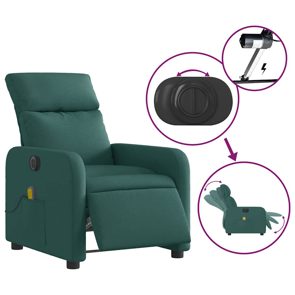 Fauteuil de massage inclinable électrique Vert foncé Tissu - XIOS