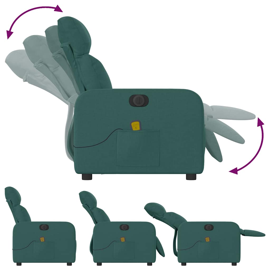 Fauteuil de massage inclinable électrique Vert foncé Tissu - XIOS
