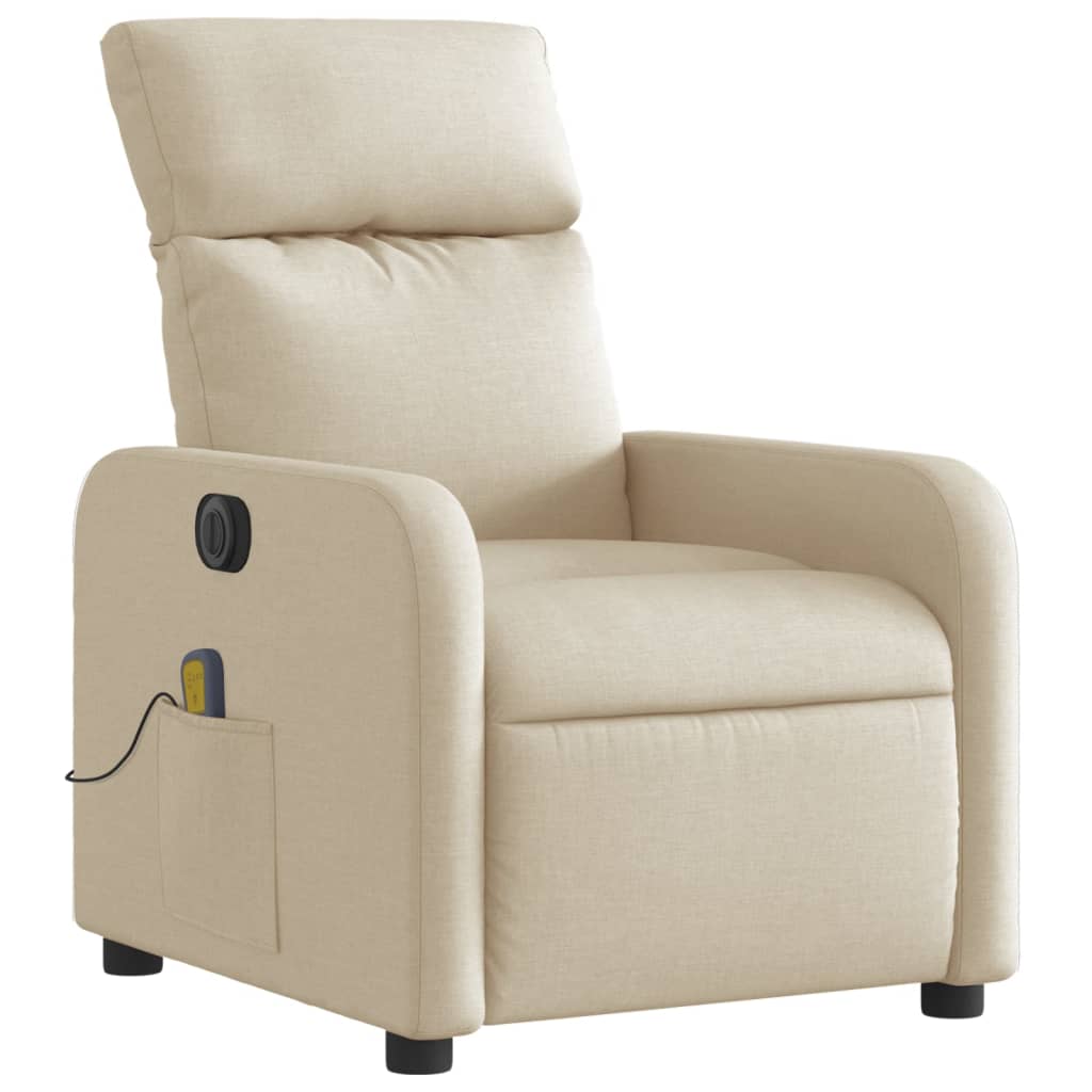 Fauteuil inclinable de massage électrique crème tissu - XIOS