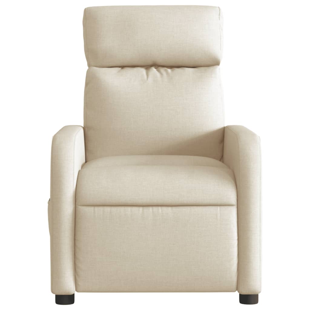 Fauteuil inclinable de massage électrique crème tissu