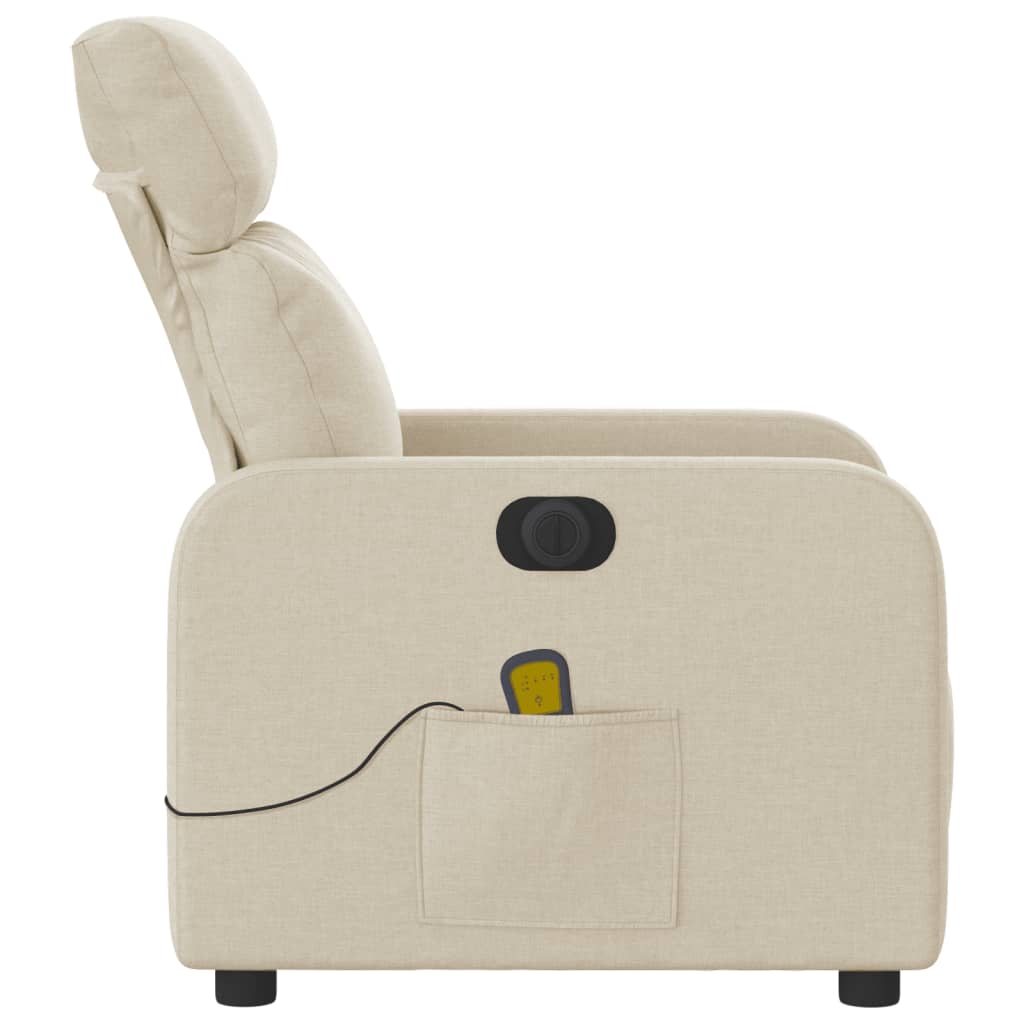 Fauteuil inclinable de massage électrique crème tissu