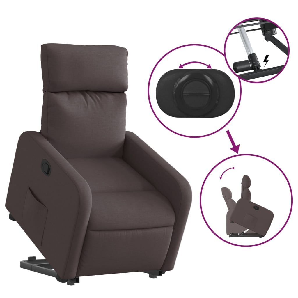 Fauteuil inclinable marron foncé tissu - XIOS
