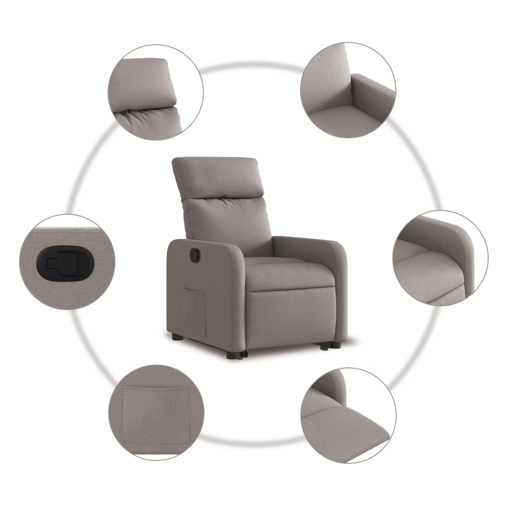 Fauteuil inclinable taupe tissu - XIOS
