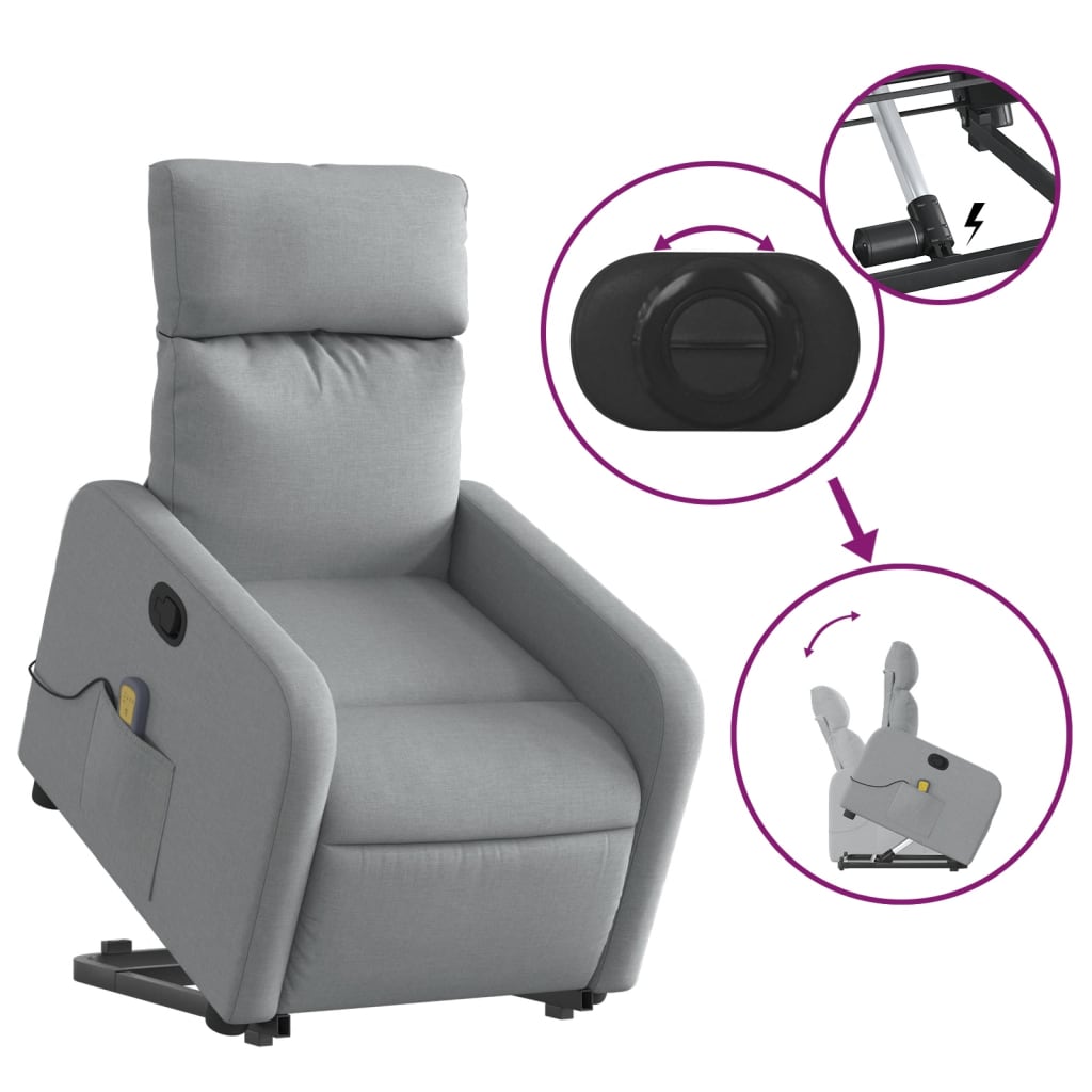 Fauteuil de massage inclinable Gris clair Tissu - XIOS