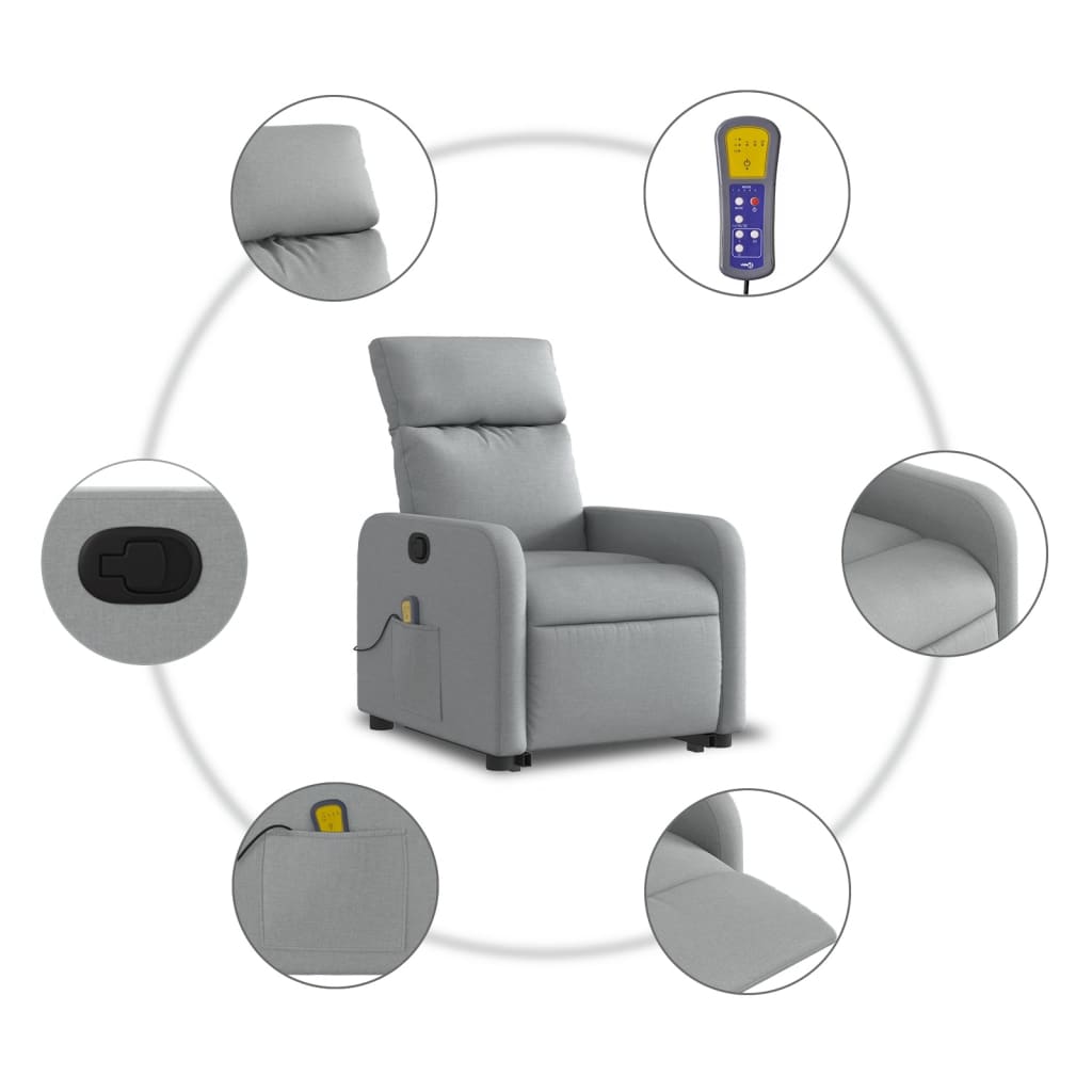 Fauteuil de massage inclinable Gris clair Tissu - XIOS