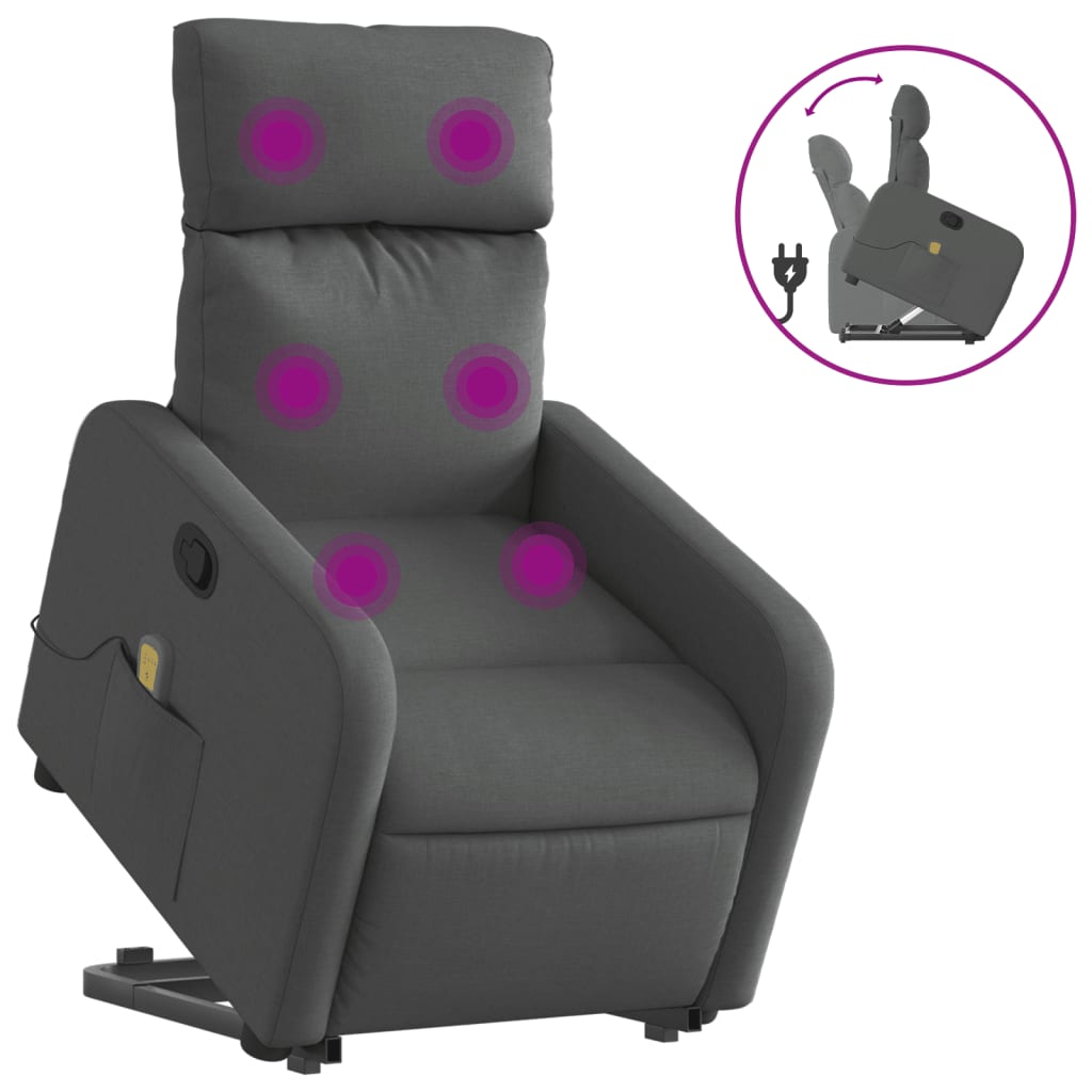 Fauteuil de massage inclinable Gris foncé Tissu - XIOS