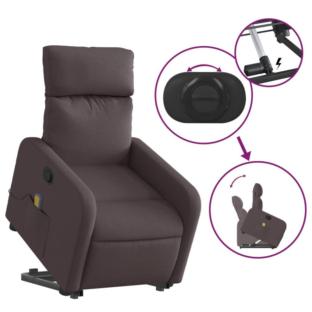 Fauteuil inclinable de massage Marron foncé Tissu - XIOS