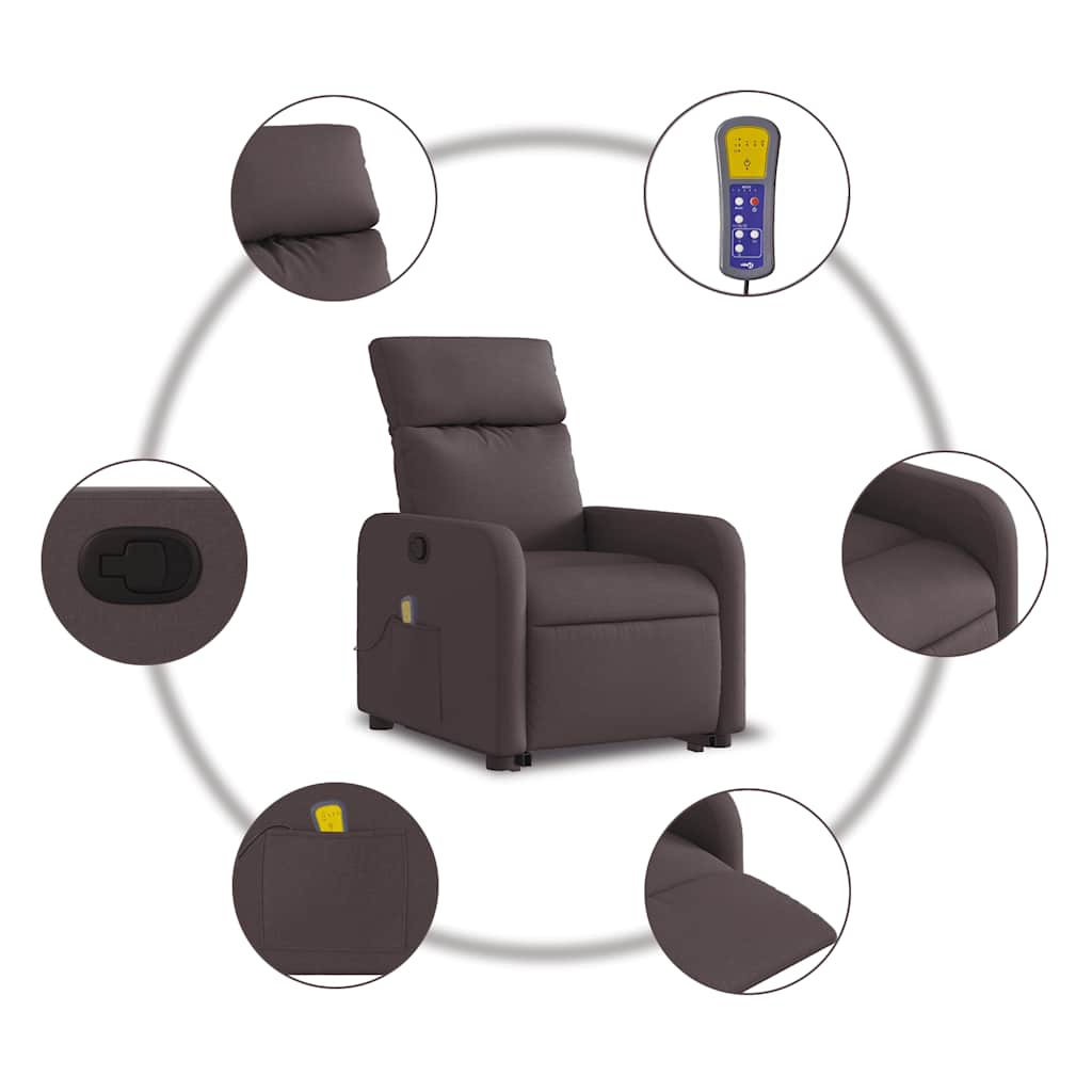 Fauteuil inclinable de massage Marron foncé Tissu - XIOS
