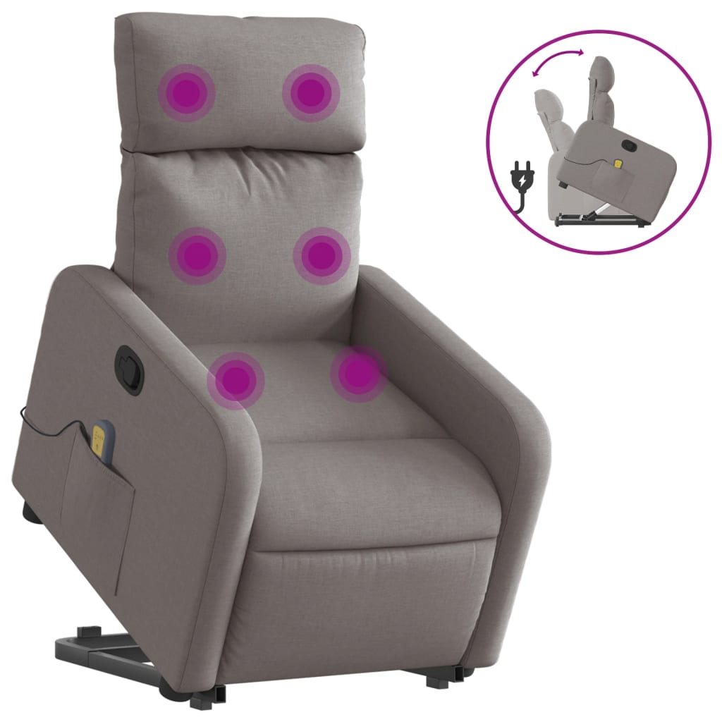 Fauteuil inclinable de massage Taupe Tissu - XIOS