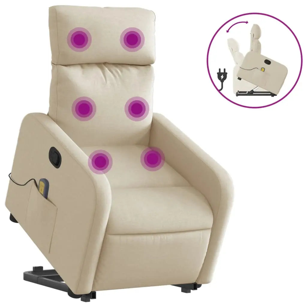 Fauteuil inclinable de massage Crème Tissu - XIOS