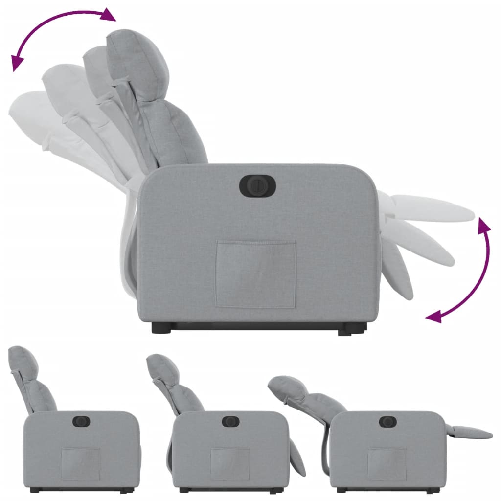 Fauteuil inclinable électrique gris clair tissu