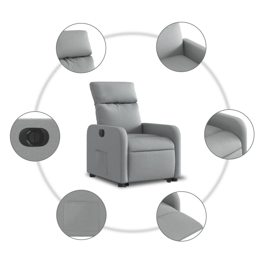 Fauteuil inclinable électrique gris clair tissu